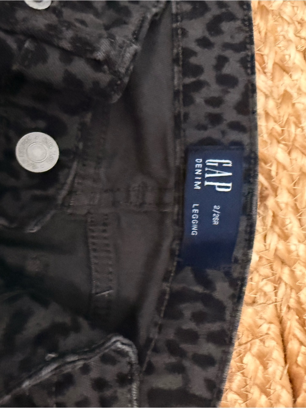 GAP Black Leopard Print Skinny Legging Jeans